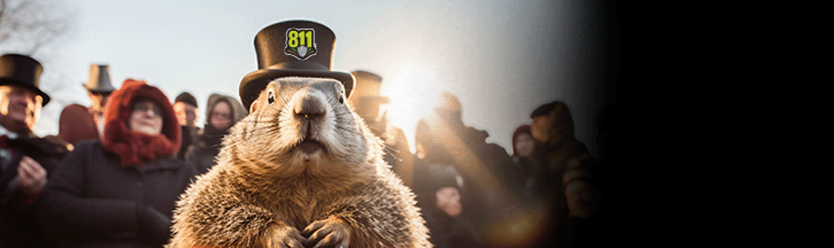 A hedgehog surrounded by people on Groundhog Day.