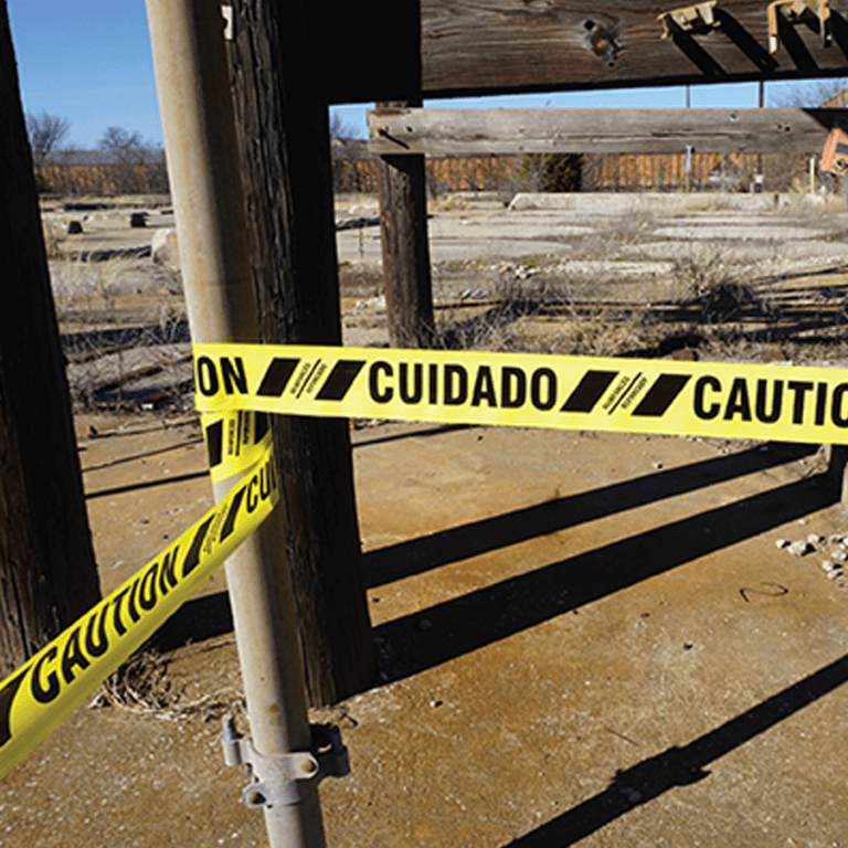 Reinforced Barricade Tape cautioning people to stay away from the site