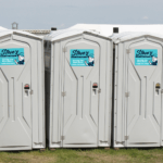 Vinyl Signs being used to mark a porta potty