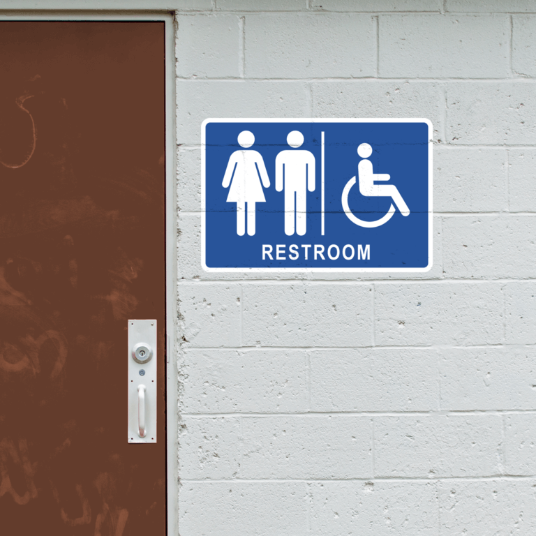 Vinyl Sign being used to mark a restroom