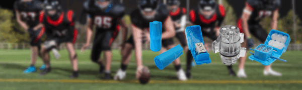 Image of connectors Trident sells with football imagery behind them